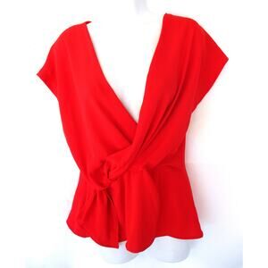 New ZARA Red Knotted Crepe Top Women Size M NWT